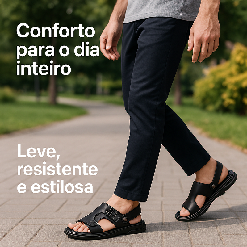 Sandália de Couro Ortopédica Confort - PREÇO DE ATACADO